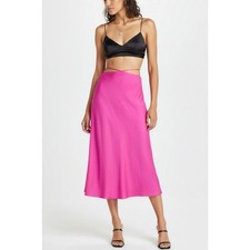 NWT FARM RIO Strap Detail Satin Finish Midi Skirt, Pink, Small