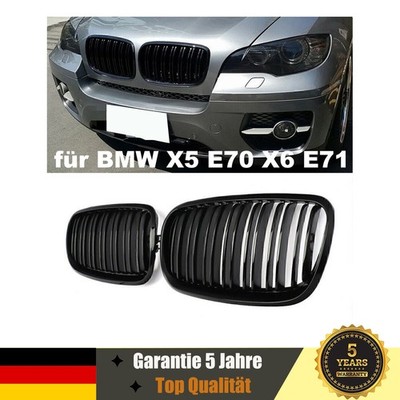 Sport Kühlergrill Doppelsteg Glanz Schwarz Passt Für BMW X5 E70 X6 E71 2x