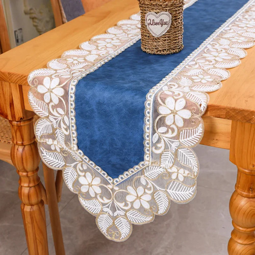 Luxury Lace Embroidery Dining Table Flag Cabinet Tablecloth Table Runner - Picture 10 of 26