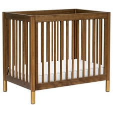 Convertible Mini Crib 4-in-1 Natural Walnut Brushed Gold M12998NLGLD Babyletto