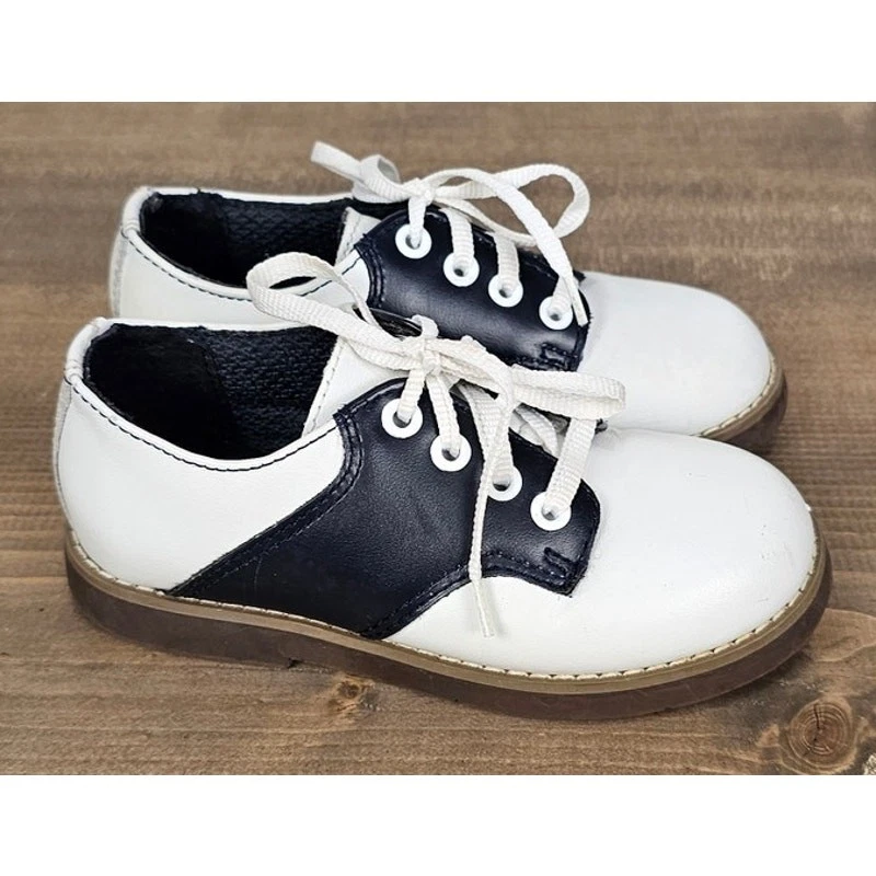 Striderite toddler classic leather saddle shoes navy white sz 7.5 preppy sturdy - Image 2 of 4