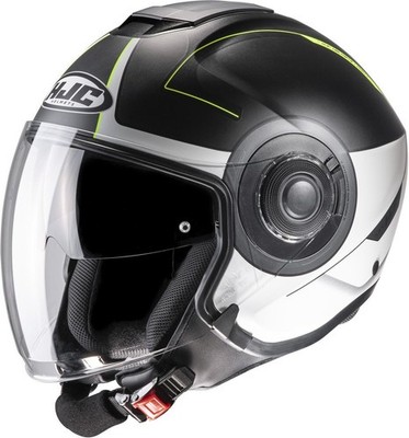 HJC I40 Jet Motorcycle Scooter Helmet Matt Black White Yellow
