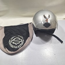 Casco de motocicleta Harley Davidson Jet II 2 talla XL plateado con escudo transparente y bolsa