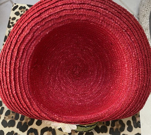 GIRLS SPRING/SUMMER STRAW HAT W/WATERMELON & FLOWER ACCENT CHILDS S/M SUPER CUTE - Picture 4 of 4