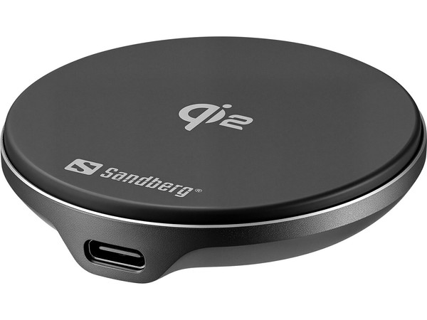 Sandberg Wireless Charger Mag Qi2 15W Aluminium Schwarz-image