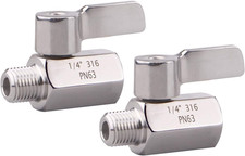 Stainless Steel Ball Valve Mini Valve 1/4" NPT Female X Male Thread Pack of 2 
