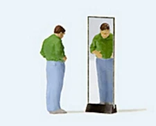 Preiser 28161 HO Scale Man Trying On Pants w/Mirror