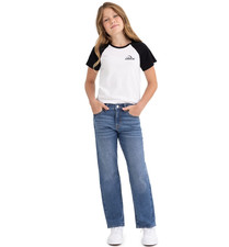 Jordache Girls High Rise Baggie Straight Denim Jeans Medium Enzyme SIZE: 6 