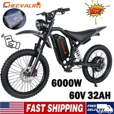 6000W Electric Dirt Bike 60V 32AH E-Mountainbike NFC Adult Off-road Ebike 45MPH