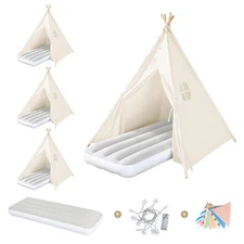 4 Pack Teepee Tent for Kids Slumber Party - Sleepover Tents with Inflatable A...