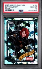 2025 Topps Chrome Marvel Sapphire Black Widow Aqua /75 PSA 10 #129 POP 1