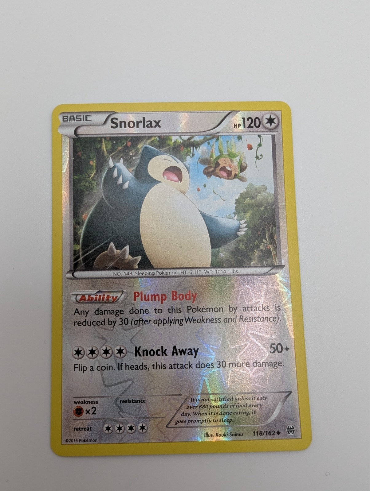 Snorlax 118/162 Breakthrough Reverse Holo Pokemon Near Mint NM