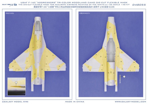 Galaxy USAF F-16C Aggressors Polar Splinter Mask & Decal for 1/48 Tamiya 61106 - Picture 6 of 8