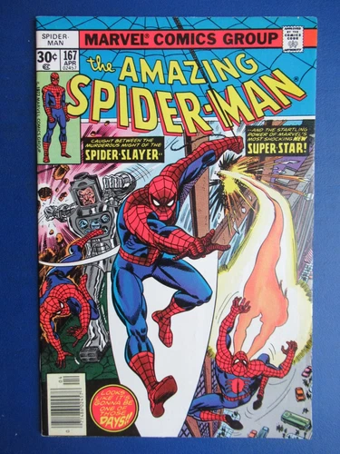 AMAZING SPIDER-MAN # 167 - (VF+) -MURDEROUS MIGHT THE SPIDER-SLAYER-WILL O WISP