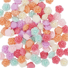 Random 100Pcs Assorted of Color 10Mm 3/8" Rose Flower Resin Flat Back Flatbacks