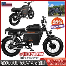 GT20 20" Fat tire Electric Motorcycle 6000W 60V 43AH Warrior E-bike 45 mph US