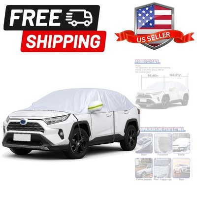 Half Car Cover for Sedan, 149'' Windproof Windshield Cover, Dustproof Auto Sun...