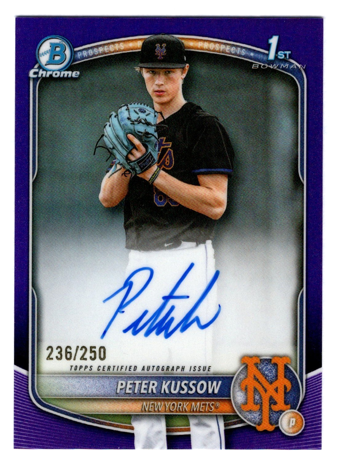 Peter Kussow 2025 Bowman Chrome Draft 1st Year Purple Refractor Autograph /250