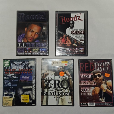 #ad Hoodz DVD Lot of 5 T.I. Lil wayne Game Scarface lil troy Red Dot Z ro vision $96.00