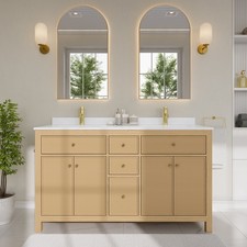 Wyndham Collection WCF9292-60D-QTZ-UNSMXX Pendry 60" - Tanned Oak / White Quartz