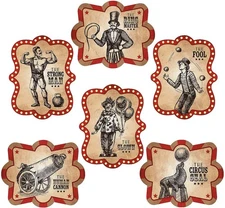 Fun Express Vintage Circus Poster Cutouts (6 pieces) Party Decor 