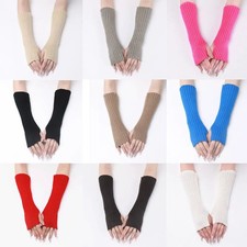 Goth Knitted Fingerless Gloves Women Arm Warmers Japanese Ankle Wrist Sleeves Ha