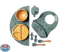 Bamboo Baby Feeding Set for Infants and Toddlers - Baby Essentials, Non-Toxic