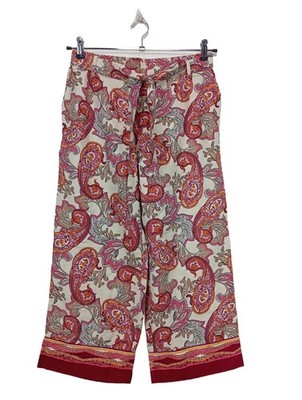 COMMA Stoffhose Damen Hose Gr. DE 40 rot-pink-wollweiß Casual-Look