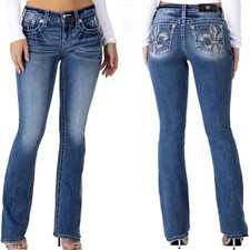 Miss Me Mid Rise Boot Cut Jeans Dark Blue 24