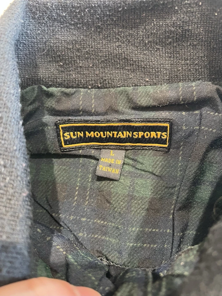 Chaqueta Pullover Rompevientos Vintage Sun Mountain Deportes Cuadros Golf L E&J Logo Foto 3 de 4