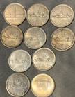 Canadian Silver Dollar Coins Lot of 10, $1, 1939-1967, Circulated