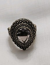 Barse Teardrop Faceted Smoke Stone Size 7 Ring.