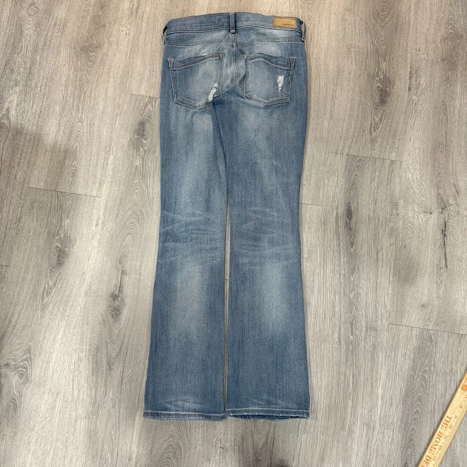 Express Barely Boot Mid Rise Jeans Women’s 0S Distressed Light Wash Stretch  - Image 2 of 4