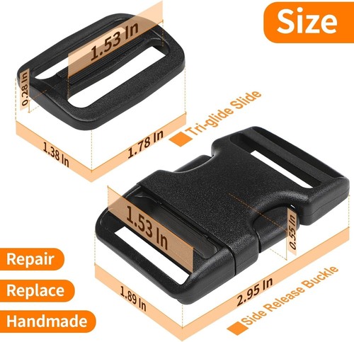 Heavy-Duty Buckles Nylon Webbing 1-1/2" 6 Yards Adjustable Strap Set DIY Proj... - Picture 9 of 9