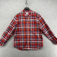 Old Navy Button Up Shirt Mens Size Large Red Plaid Long Sleeve Woven