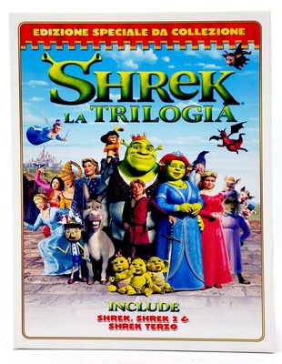 box+3 neue DVDs Mr. SHREK LA TRILOGIA (SHREK 1+SHREK 2+SHREK TERZO)-vers Italy