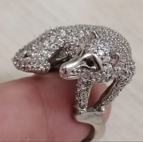 New Silver 925 Luxurous Large Ring Size 19 Fox 235 Fianites Jewelry Grosslud - Picture 3 of 9