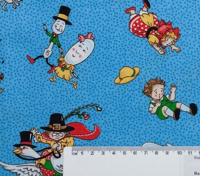 Children S Vintage Fabric Collection On Ebay Nursery Rhymes On Blue Humpty Mother Goose Jack Jill Quilt Fabric 1 2 Metre