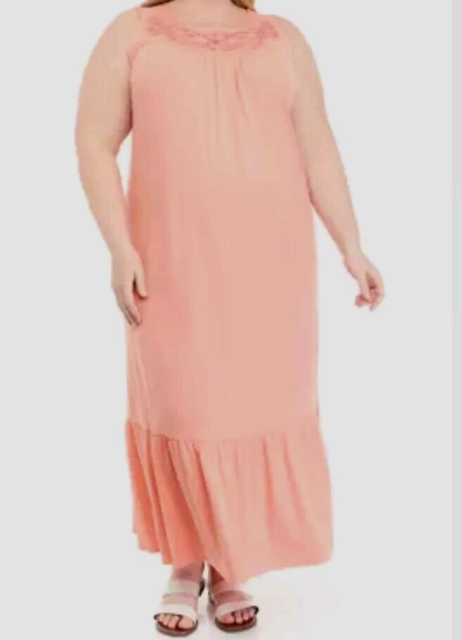 cupio maxi dresses Cupio Ruffle Tiered Maxi Dress Woman Plus 3X Floral Embroidered Blooming  Dahlia