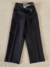 NWT Boy's Victorio Cuture Black Flat Front Dress Pants Slacks w/ Belt SIZES 4-7