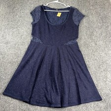 American Eagle dress women's large blue sparkle lace insert fit flare cap sleeve