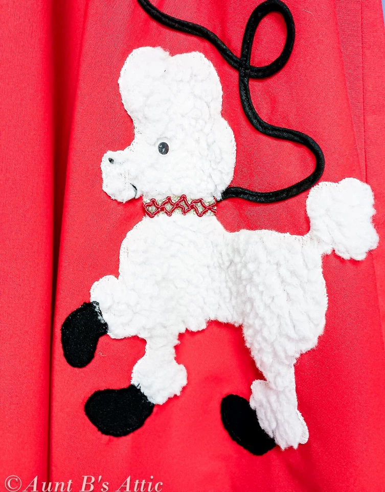 Falda Caniche Hecha a Mano Sarga Roja Damas/Niñas 25" Largo Falda Círculo con Caniche XXS Foto 2 de 4