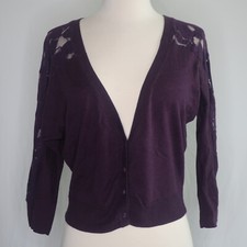 American Eagle Purple Lace Cardigan Sweater Womens S