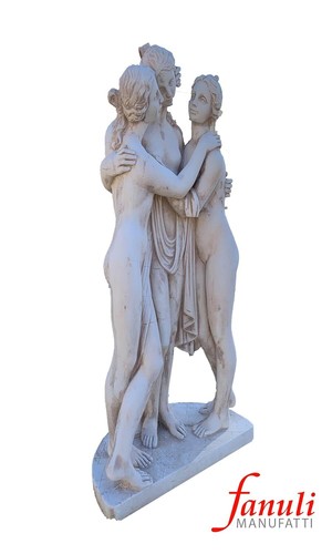 Fanuli Manufatti Statua scultura delle "Tre Grazie" di Canova in cemento bianco - Foto 2 di 6