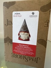 Jim Shore NORDIC NOEL GNOME GREY FLORAL HAT 6006625 Jolly Jultomten NEW IN BOX