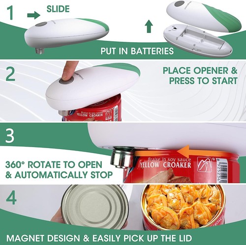 HAUSHOF Pink/Blue/Green Auto Electric Cans Opener One Press to Open Any Size Can - Picture 10 of 22