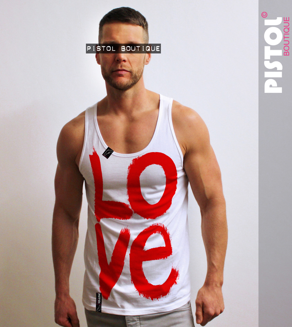 Pistol Boutique Hombre Blanco Amor Pintura Grafiti Diseño Singlet Camiseta Tank