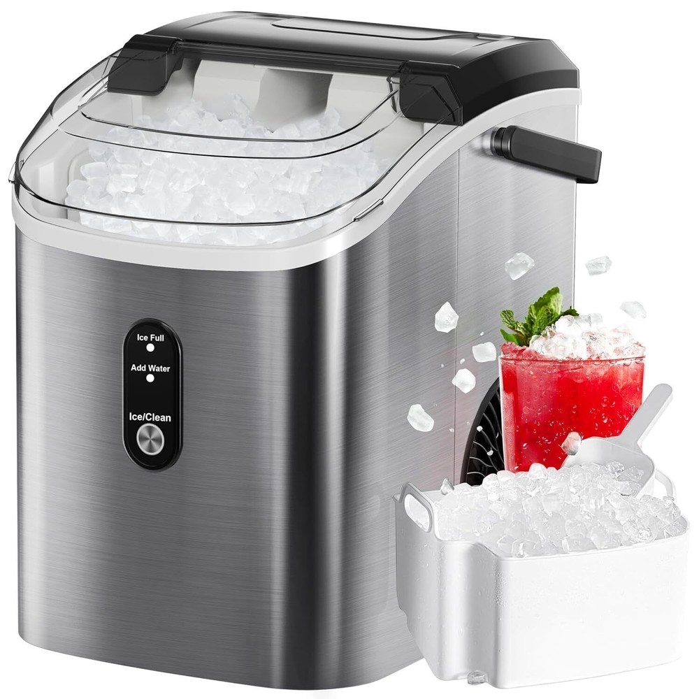 Nugget Ice Maker Countertop, Pebble Ice Maker Machine with Soft Chewable Ice