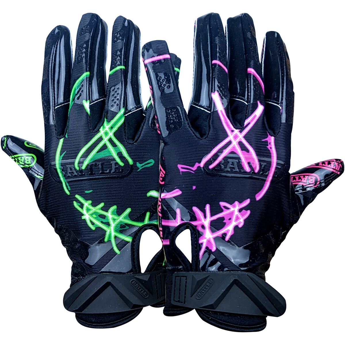 Battle Sports Youth Nightmare 2.0 Cloaked Football Gloves Black
