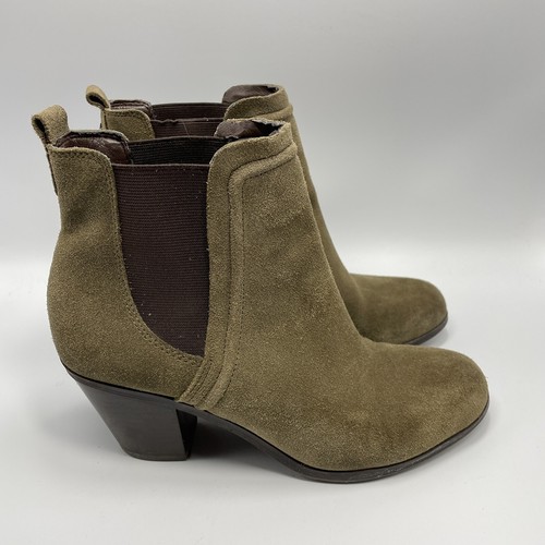 Sam Edelman Women's 6.5 Olive Suede Slip on Ankle Bootie Army Moss Green Brown - Picture 5 of 10